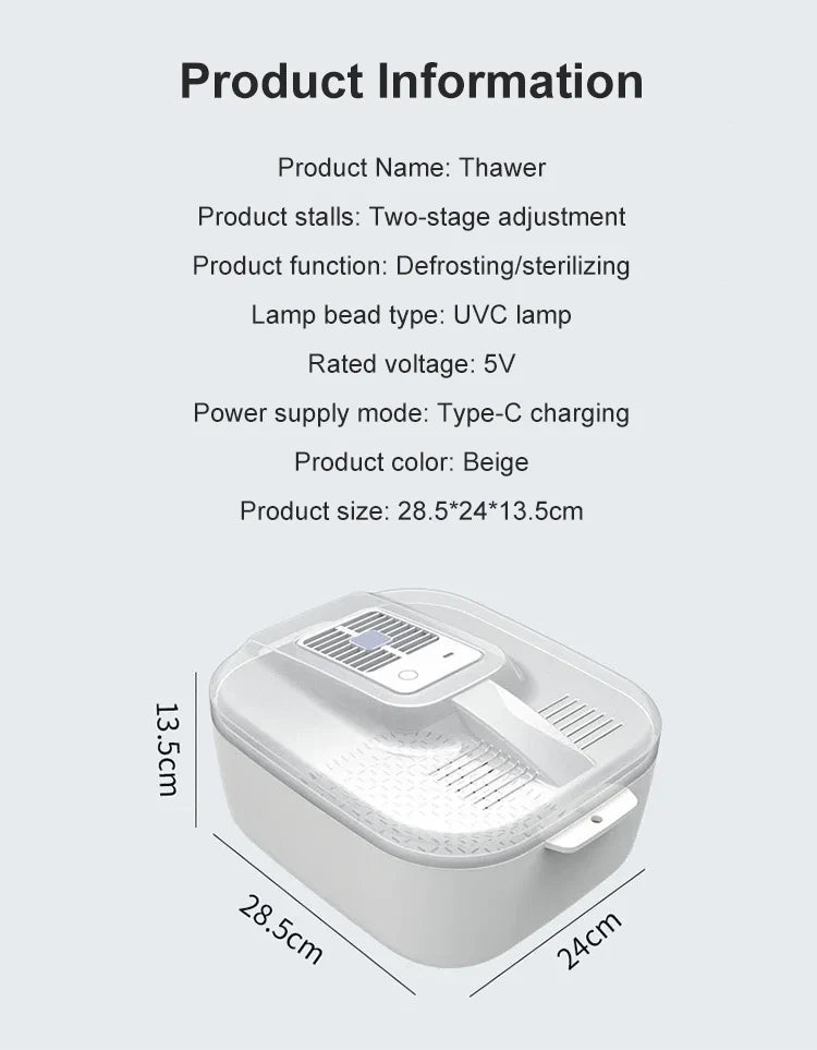 Multifunctional 4-in-1 Home Meat Defroster Large Capacity Kitchen Quick Defroster Food Steak Defroster Fruit Drainer Basket