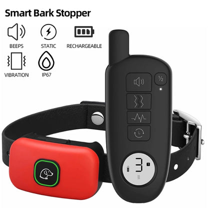 Electric Dog Training Collar Shock Vibration Sound Waterproof Dogs Anti Barking Collar for All Size Pet Training Tool ﻿