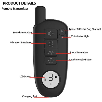 Electric Dog Training Collar Shock Vibration Sound Waterproof Dogs Anti Barking Collar for All Size Pet Training Tool ﻿