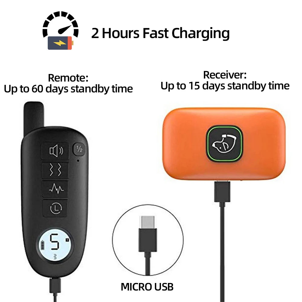 Electric Dog Training Collar Shock Vibration Sound Waterproof Dogs Anti Barking Collar for All Size Pet Training Tool ﻿