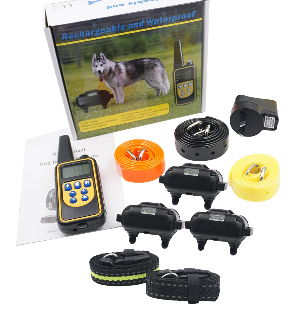 800M Dog Training Equipment Collar Professional Chain for 3 Dogs Small Large Bark with Remote Control 3 Mode Dog Training Collar