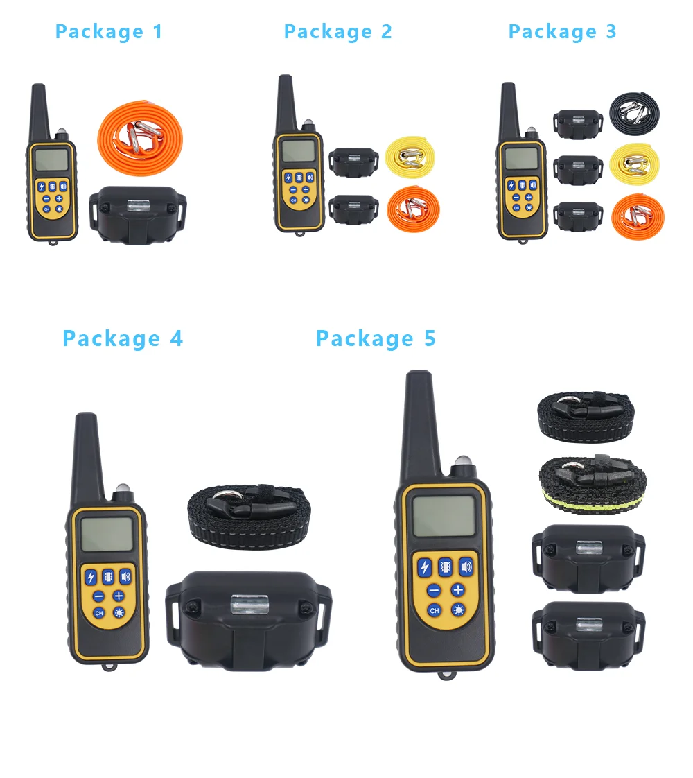 800M Dog Training Equipment Collar Professional Chain for 3 Dogs Small Large Bark with Remote Control 3 Mode Dog Training Collar