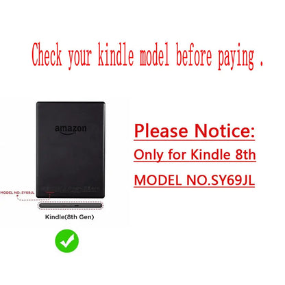 Kindle 8 Case for Kindle (8th Generation, 2016) with Smarter Sleep&Wake/Magnatic Closure/Stand/Hand Strap for Model No SY69JL