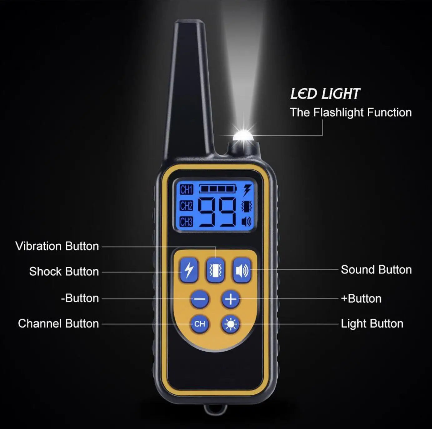 800M Dog Training Equipment Collar Professional Chain for 3 Dogs Small Large Bark with Remote Control 3 Mode Dog Training Collar