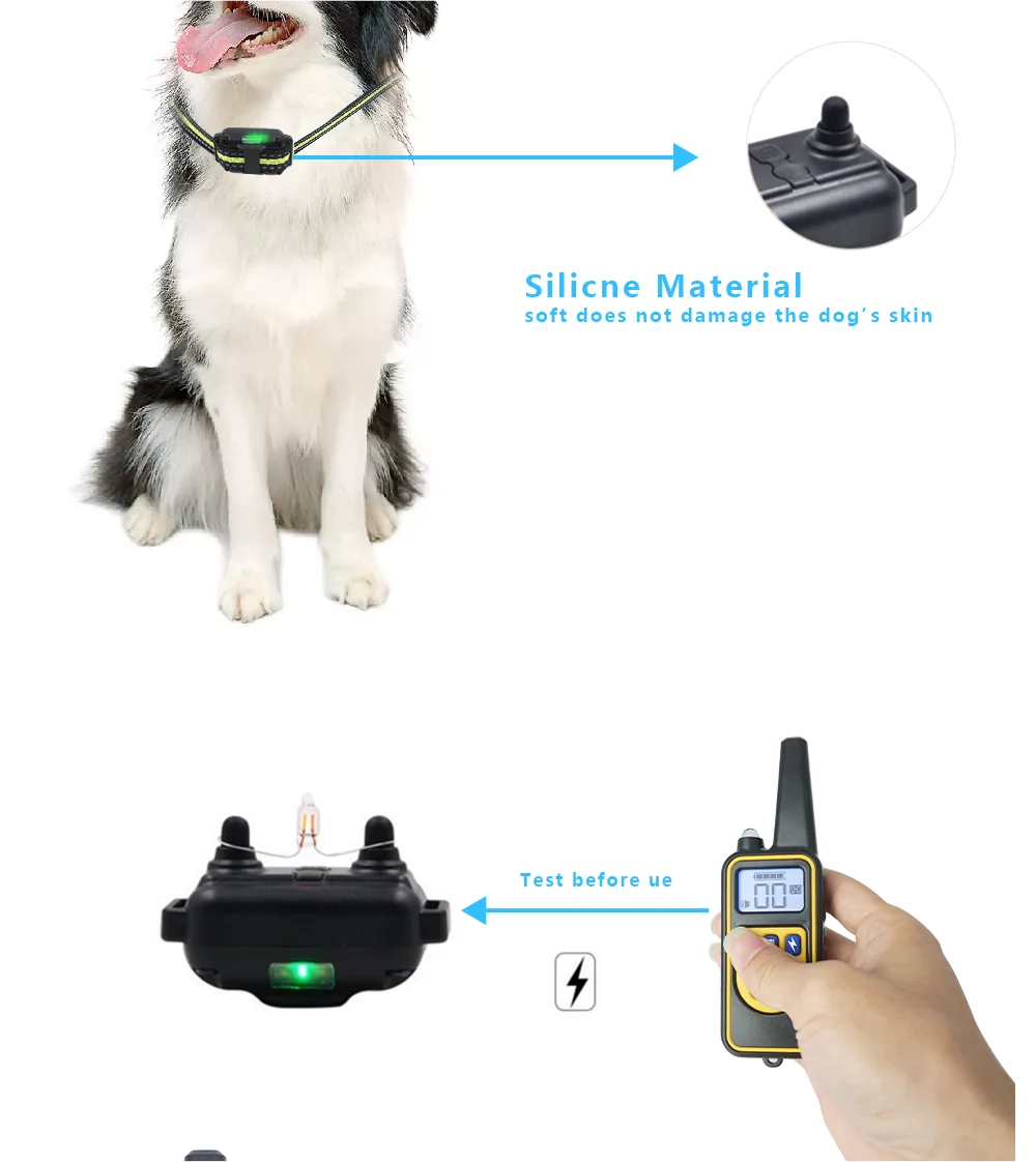 800M Dog Training Equipment Collar Professional Chain for 3 Dogs Small Large Bark with Remote Control 3 Mode Dog Training Collar