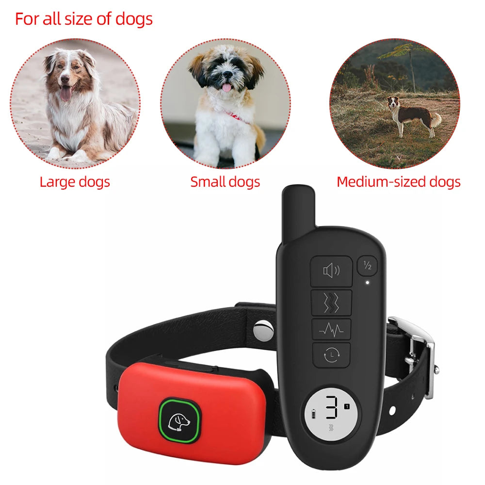 Electric Dog Training Collar Shock Vibration Sound Waterproof Dogs Anti Barking Collar for All Size Pet Training Tool ﻿