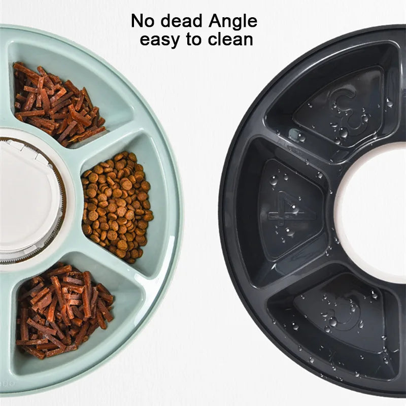 6 Meal Trays, Digital Timer, Portion Control, with Voice Recorder, Automatic Feeder for Dogs and Cats, Dry and Wet Food