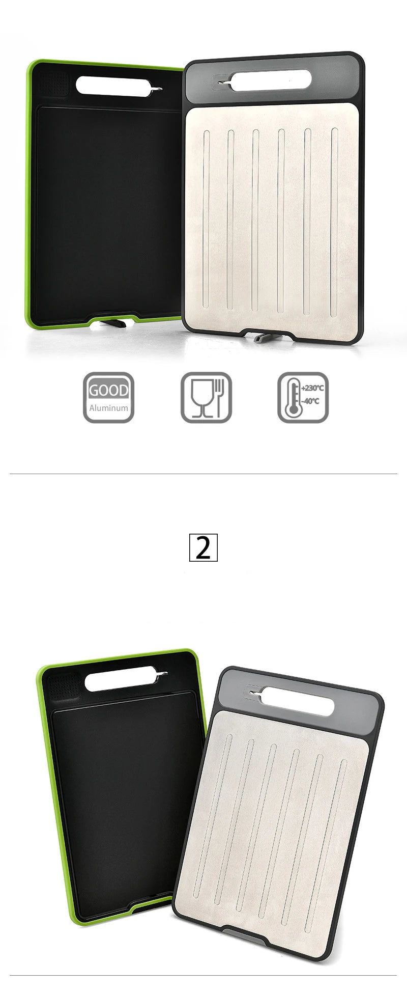 Foldable Double-Sided Thawing Cutting Board 4-in-1 Aluminum Alloy Chopping Board with Knife Sharpener and Garlic Grinder