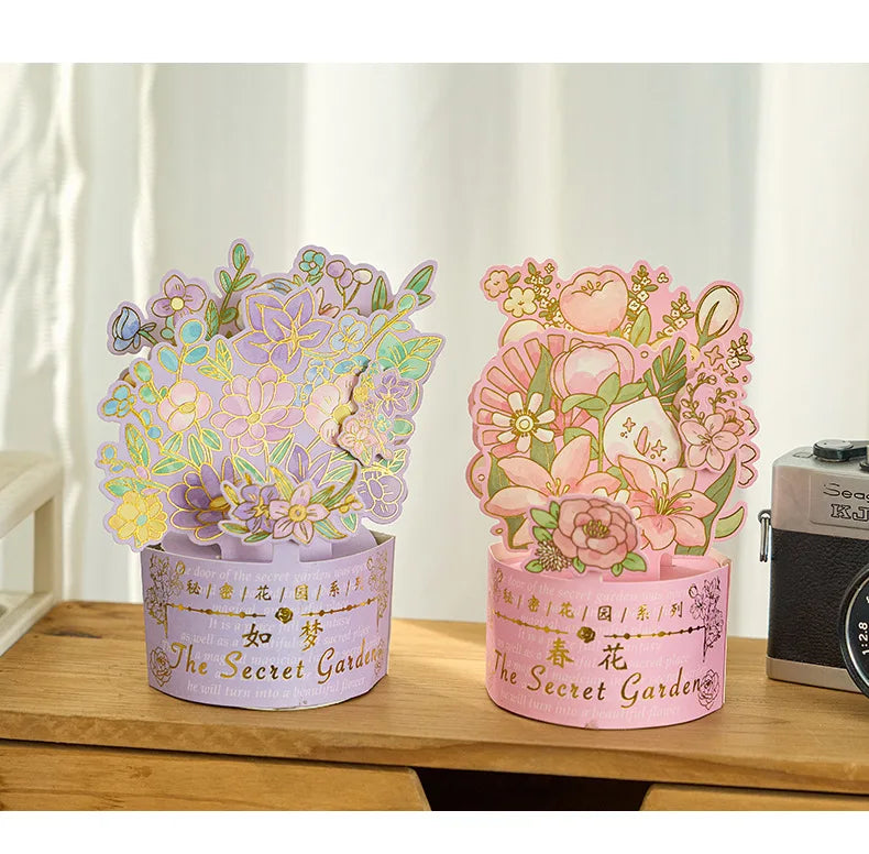 3D Pop UP Flower Greeting Cards Birthday Invitation Card Handmade Butterfly Thank You Postcard Wife Mom Girlfriend Teacher Gifts