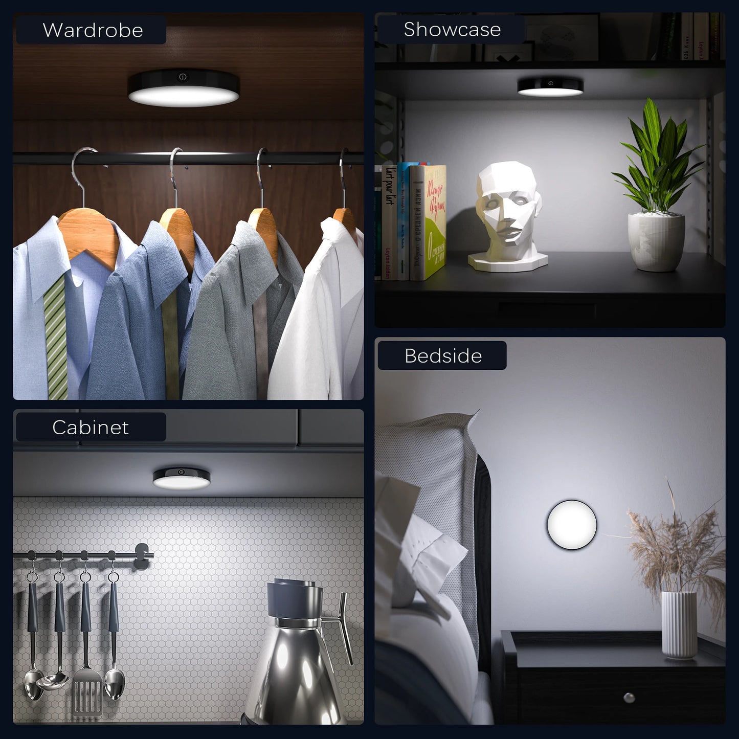 WILLED Rechargeable Dimmable Touch Light Buit-in 1000mAh Batter Portable LED Night Lights for Cabinet Wardrobe Kitchen Bedroom