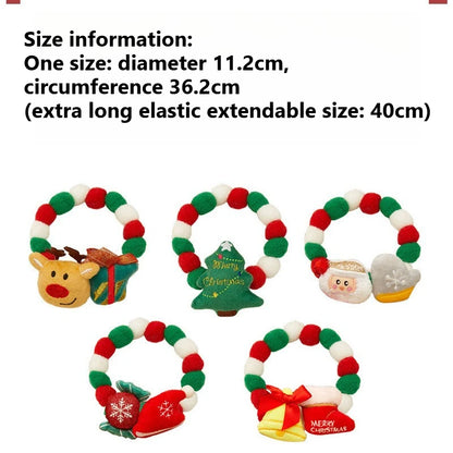 Pet Cat Fur Ball Collar Hat Elk Tie Gift Dog Decoration Small Medium-sized Dog Collar Elasticity Holiday Decoration Christmas