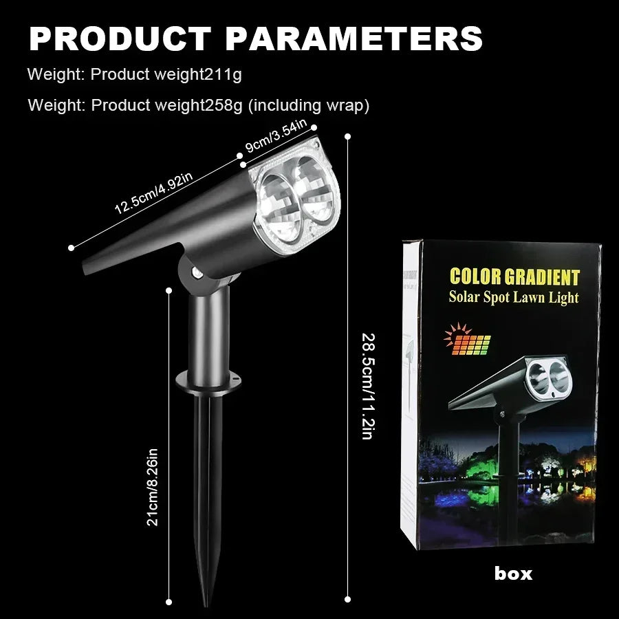 2/9LEDs RGB Solar Light Outdoors Landscape Spotlights Color Changing 2 In 1 Wireless Waterproof Solar Wall Lamp Patio Garden