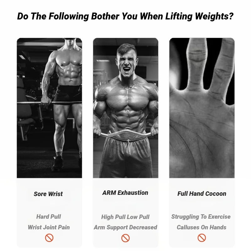 2Pcs Cowhide Gym Gloves Grips Anti-Skid Weight Power Belt Lifting Pads Deadlift Workout Fitness Palm Protection Training Guards