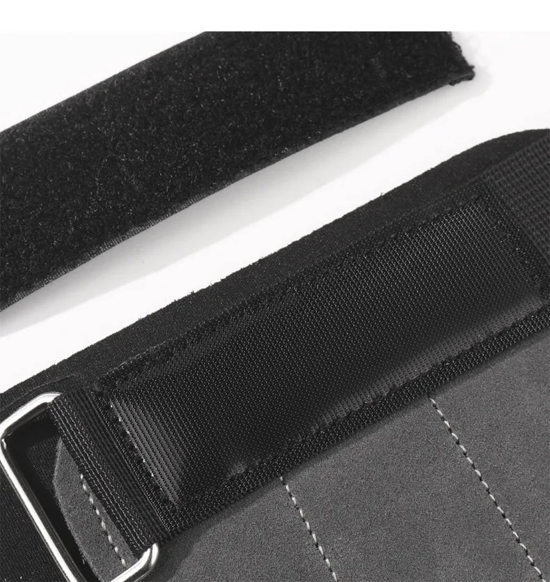 2Pcs Cowhide Gym Gloves Grips Anti-Skid Weight Power Belt Lifting Pads Deadlift Workout Fitness Palm Protection Training Guards