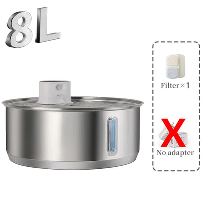 Petavista 8L Automatic Stainless Steel Dog Water Fountain 5000mAh Wireless Pet Drinker Battery & Sensor 2 in 1 Dispenser for Dog