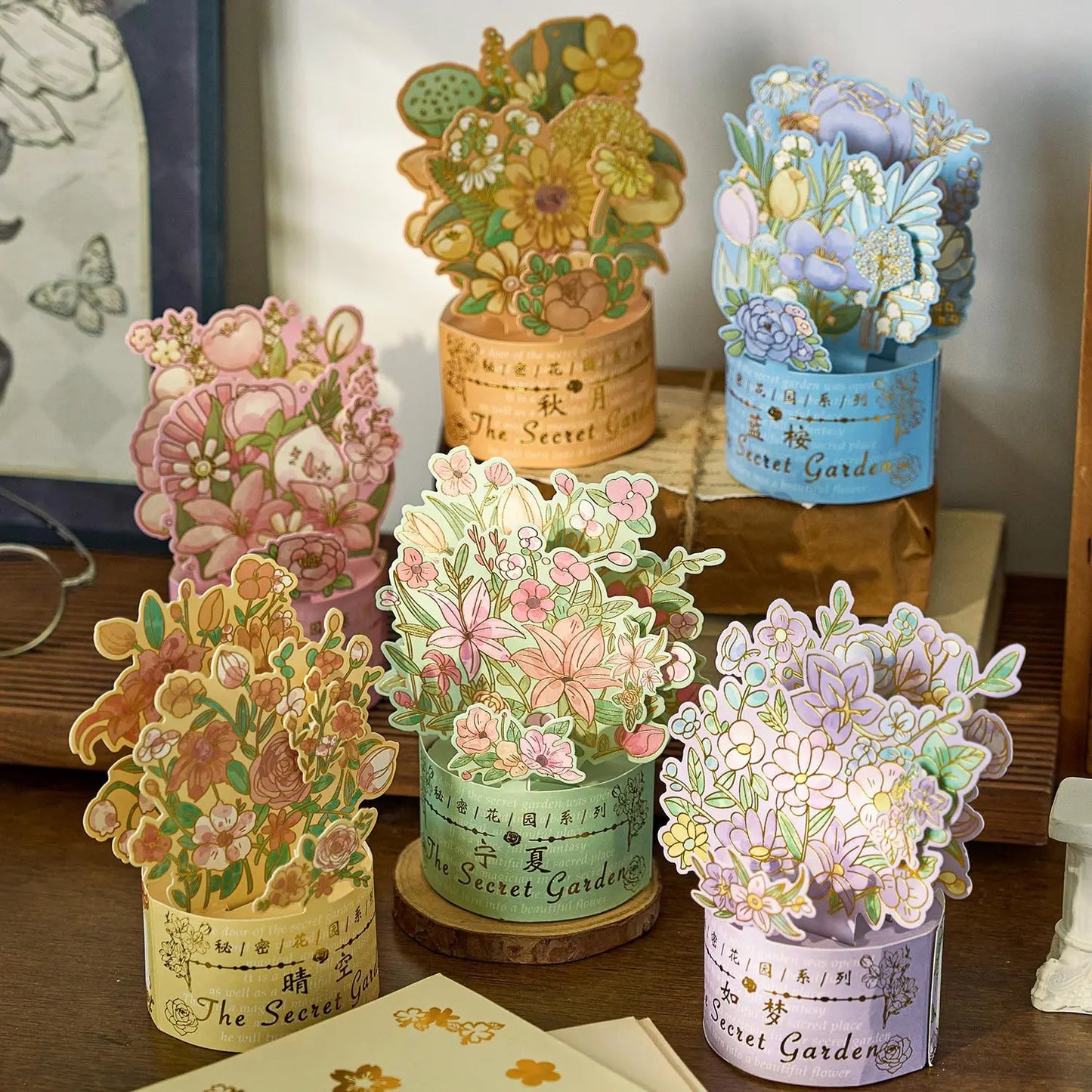 3D Pop UP Flower Greeting Cards Birthday Invitation Card Handmade Butterfly Thank You Postcard Wife Mom Girlfriend Teacher Gifts