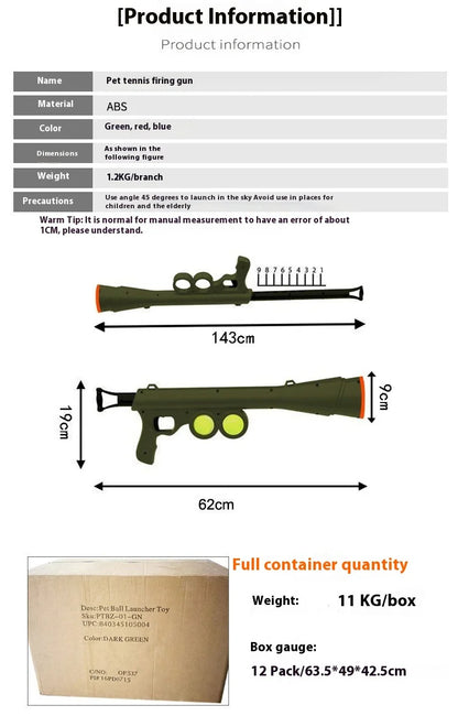 Pet Dog Tennis Training  Shooting Gun Supplies Launcher Outdoor Relieve Boredom Interactive Puzzle Toy Pet Toy Pet Training New