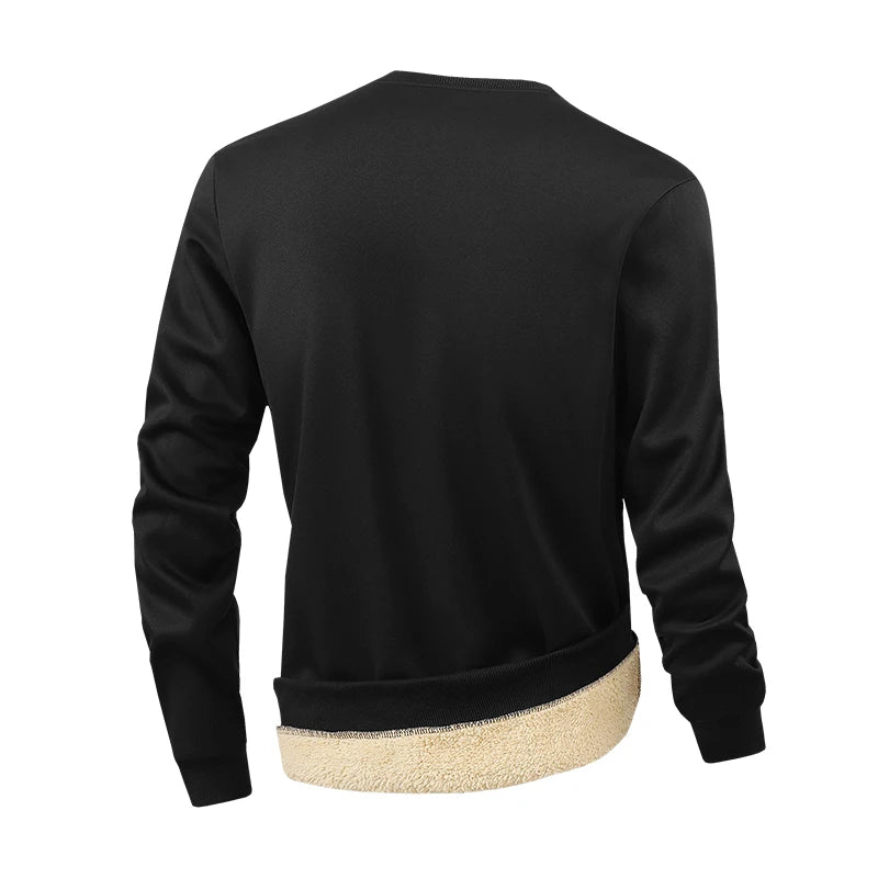Men’s Fleece Lined Sweatshirt Winter Warm Pullover Crewneck Thick Thermal Casual Top Long Sleeve Shirt for Outdoor Sports