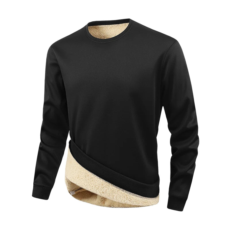 Men’s Fleece Lined Sweatshirt Winter Warm Pullover Crewneck Thick Thermal Casual Top Long Sleeve Shirt for Outdoor Sports