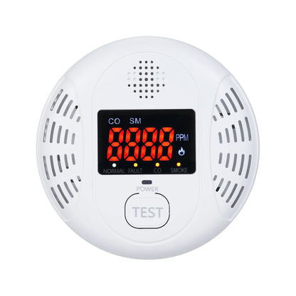 2 in 1 Smoke Carbon Monoxide Alarm Detector Dual Sensor with LCD Display Screen for Hotels Office Buildings Teaching Buildings
