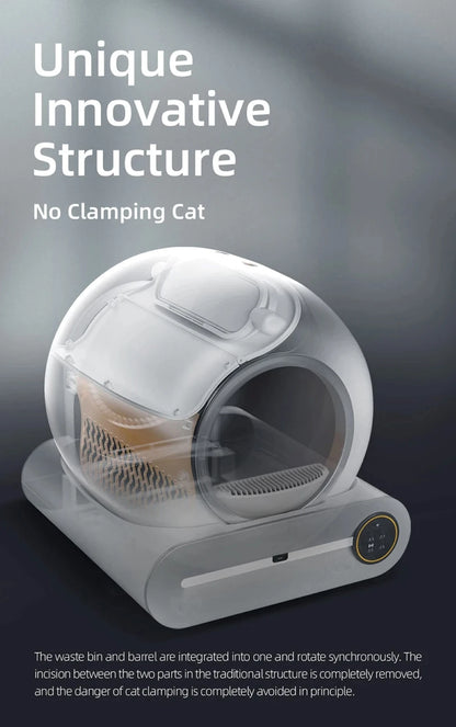 65L Large Space Silent Smart WiFi Cat Litter Box with 9L Trash Automatic Cleaning Fully Enclosed Electric Pet Toilet