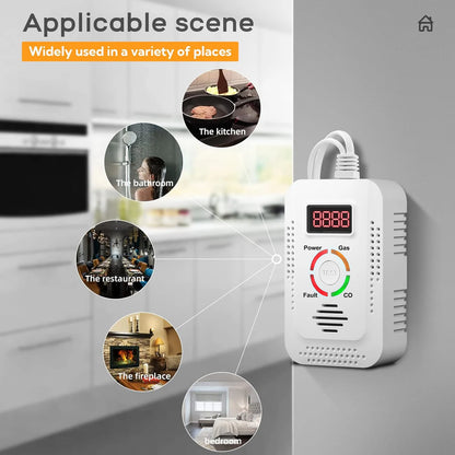 Natural Gas Detector And Carbon Monoxide CO Detector, Combustible Gas Leak Detector Monitor For Gas,Co, Methane(CH4) In Kitchen