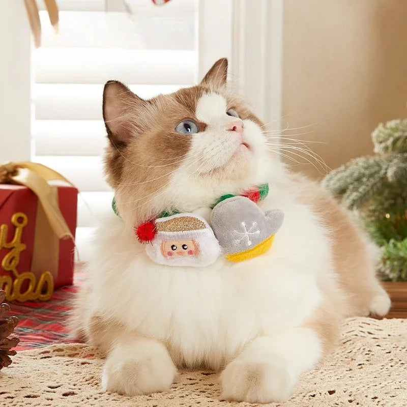 Pet Cat Fur Ball Collar Hat Elk Tie Gift Dog Decoration Small Medium-sized Dog Collar Elasticity Holiday Decoration Christmas