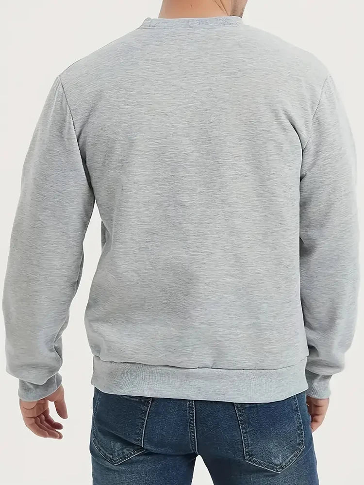 Men’s Fleece Lined Sweatshirt Winter Warm Pullover Crewneck Thick Thermal Casual Top Long Sleeve Shirt for Outdoor Sports