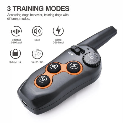 Remote Training Dog Collar, Electric Shock, Waterproof, Rechargeable, Bark Control, 400m, 2 Dogs