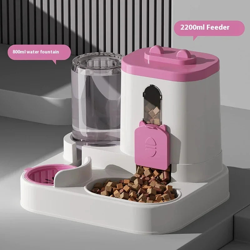Dog Auto Feeder and Water Dispenser Gravity Food Feeder and Waterer Set with Pet Food Bowl Universal Pet Products