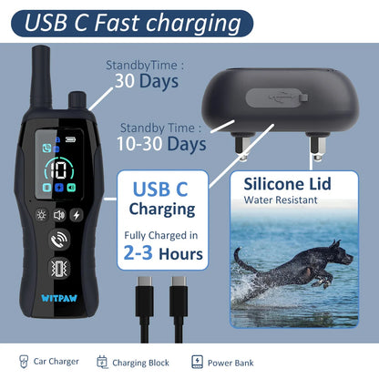 Dog Training Collar 6500FT with Remote Innovative IPX7 Waterproof with 4 Training Modes Rechargeable E-Collar for All Breeds