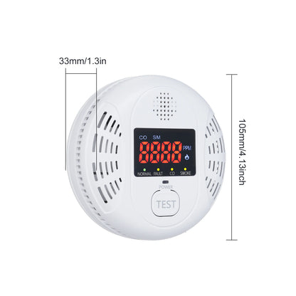 2 in 1 Smoke Carbon Monoxide Alarm Detector Dual Sensor with LCD Display Screen for Hotels Office Buildings Teaching Buildings