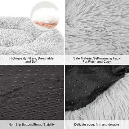 2025 50-80cm Round Pet Bed Long Plush Cat House Dog Bed for Medium Dogs Soft Cat Nest Kennel Dog Mattress Pet Supplies cozy bed