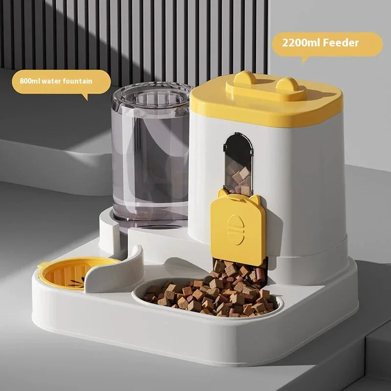 Dog Auto Feeder and Water Dispenser Gravity Food Feeder and Waterer Set with Pet Food Bowl Universal Pet Products