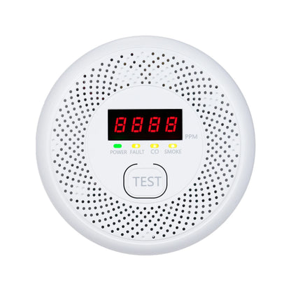 2 in 1 Smoke Carbon Monoxide Alarm Detector Dual Sensor with LCD Display Screen for Hotels Office Buildings Teaching Buildings