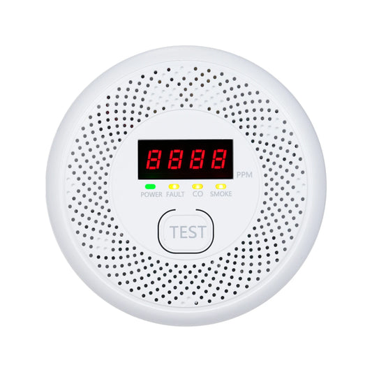 2 in 1 Smoke Carbon Monoxide Alarm Detector Dual Sensor with LCD Display Screen for Hotels Office Buildings Teaching Buildings