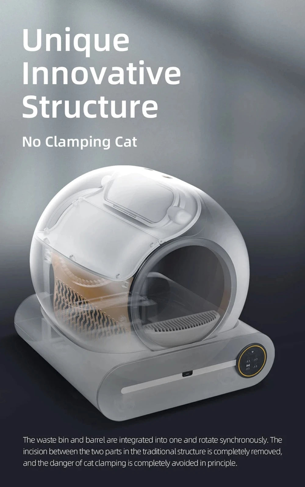 65L Large Space Silent Smart WiFi Cat Litter Box with 9L Trash Automatic Cleaning Fully Enclosed Electric Pet Toilet