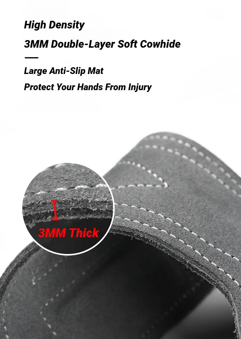 2Pcs Cowhide Gym Gloves Grips Anti-Skid Weight Power Belt Lifting Pads Deadlift Workout Fitness Palm Protection Training Guards