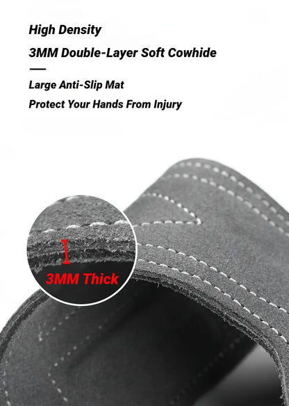 2Pcs Cowhide Gym Gloves Grips Anti-Skid Weight Power Belt Lifting Pads Deadlift Workout Fitness Palm Protection Training Guards
