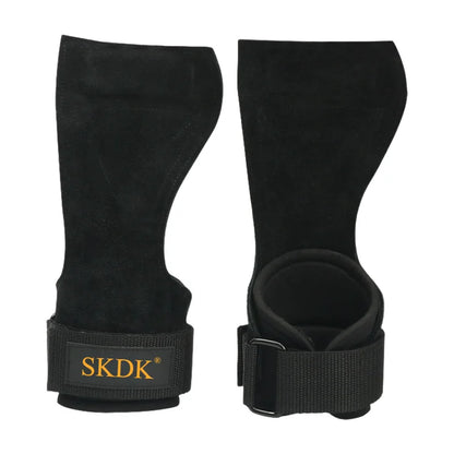 2Pcs Cowhide Gym Gloves Grips Anti-Skid Weight Power Belt Lifting Pads Deadlift Workout Fitness Palm Protection Training Guards