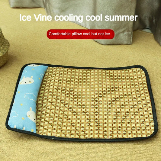 Pet Beds Sleeping Mat Dog Beds Rattan Woven Cat Mat Bed Summer Pet Cooling Mat for Small Dog Cats Puppy Beds Cushion Chihuahua