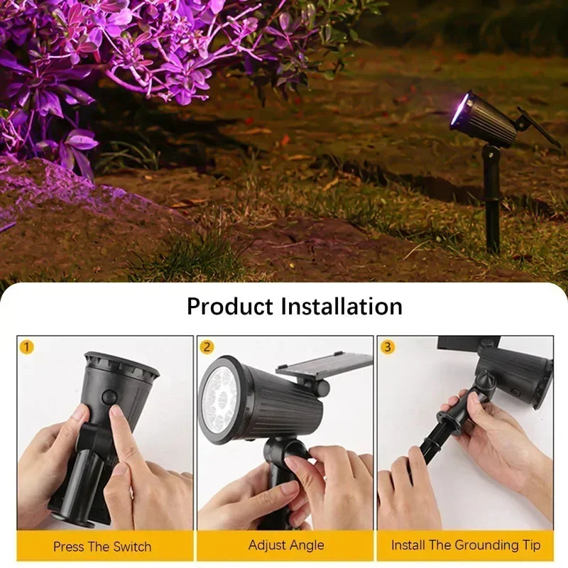 2/9LEDs RGB Solar Light Outdoors Landscape Spotlights Color Changing 2 In 1 Wireless Waterproof Solar Wall Lamp Patio Garden