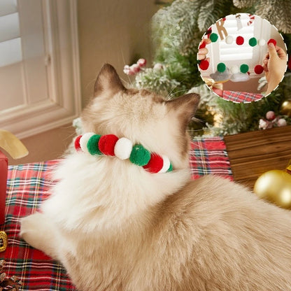 Pet Cat Fur Ball Collar Hat Elk Tie Gift Dog Decoration Small Medium-sized Dog Collar Elasticity Holiday Decoration Christmas