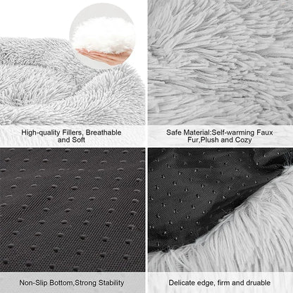 2025 50-80cm Round Pet Bed Long Plush Cat House Dog Bed for Medium Dogs Soft Cat Nest Kennel Dog Mattress Pet Supplies cozy bed