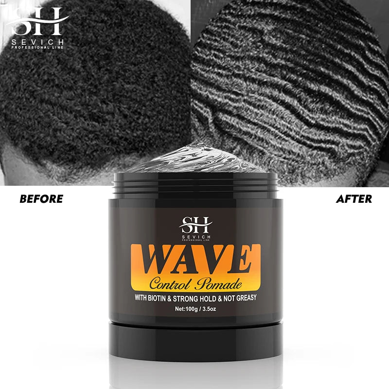 100g Waves Control Pomade Set 360 Wavy Hair Oil With Brush Natural Silky Shine Style Sport Waves Cream For African Black Men