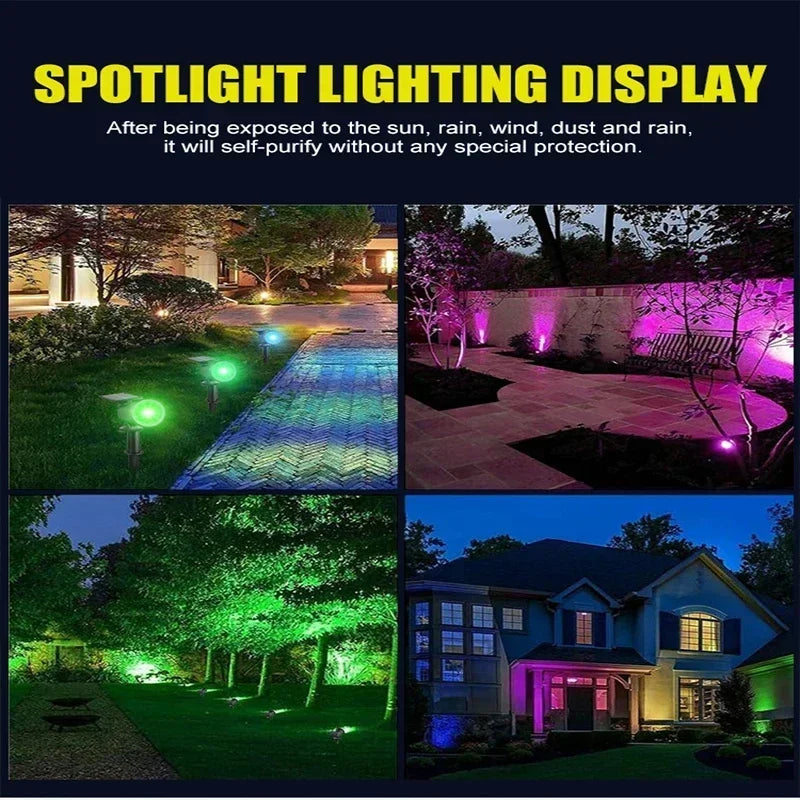 2/9LEDs RGB Solar Light Outdoors Landscape Spotlights Color Changing 2 In 1 Wireless Waterproof Solar Wall Lamp Patio Garden