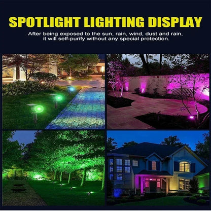 2/9LEDs RGB Solar Light Outdoors Landscape Spotlights Color Changing 2 In 1 Wireless Waterproof Solar Wall Lamp Patio Garden