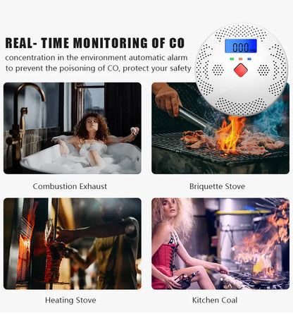 Tuya WiFi Smart Carbon Monoxide Detector Alarm 85dB Sound Warning LCD Digital Display Home Indoor Real-Time CO Monitor Poisoning