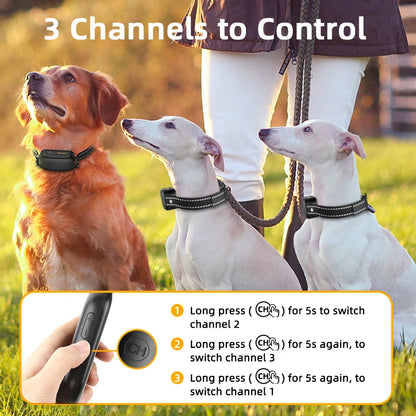ROJECO Electric Dog Training Collar Digital Rechargeable Remote Control IPX7 Waterproof Vibrator Pet Dog Bark Stop Shock Collar