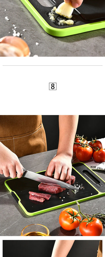Foldable Double-Sided Thawing Cutting Board 4-in-1 Aluminum Alloy Chopping Board with Knife Sharpener and Garlic Grinder